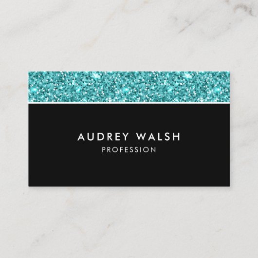 Glitzy Blue Glitzer femininer Luxus beruflich Visitenkarte (Vorderseite)
