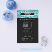 Glitzy Blue Glitzer Salon Preise & Services Flyer (Einzeln)