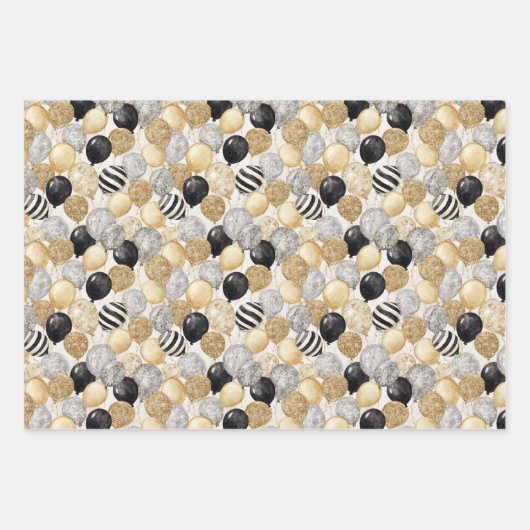 Glitzy Blue Gold Black Silver Christmas Confetti Geschenkpapier Set (Vorderseite 2)