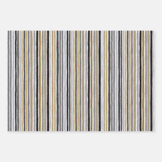 Glitzy Blue Gold Black Silver Christmas Confetti Geschenkpapier Set (Vorderseite)