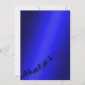 Glitzy Blue Musiknotens Birthday Einladung (Rückseite)