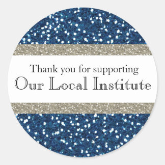 Glitzy Blue Silver personalisiertes Siegel Runder Aufkleber