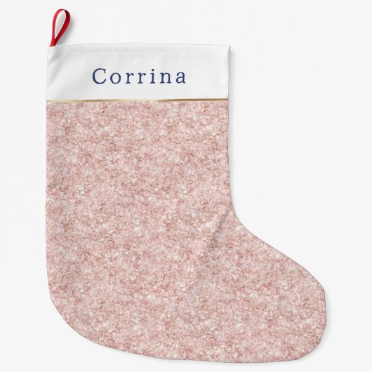 Glitzy Blush Pink Glitter Christmas Großer Weihnachtsstrumpf (Vorderseite)