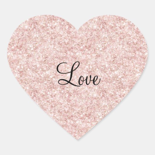 Glitzy Blush Pink Glitter Love Herz-Aufkleber (Vorderseite)