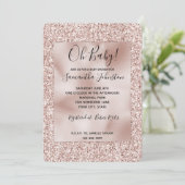 Glitzy Blush Pink Glitzer Babydusche Einladung (Stehend Vorderseite)
