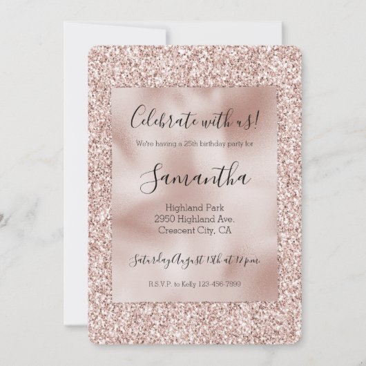 Glitzy Blush Pink Glitzer Einladung (Vorderseite)