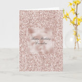 Glitzy Blush Pink Glitzer Geburtstag Karte (Gelbe Blume)