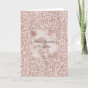 Glitzy Blush Pink Glitzer Geburtstag   Karte