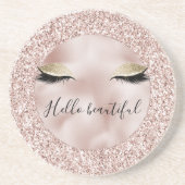 Glitzy Blush Pink Glitzer Gold Eyelashes  Getränkeuntersetzer (Vorne)
