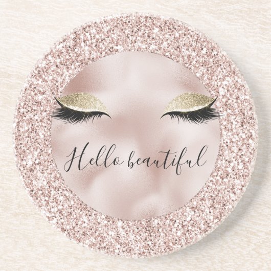 Glitzy Blush Pink Glitzer Gold Eyelashes  Getränkeuntersetzer (Vorne)