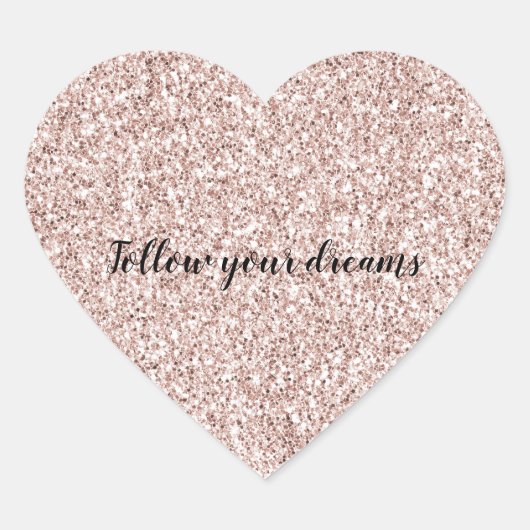 Glitzy Blush Pink Glitzer Herz-Aufkleber (Vorderseite)