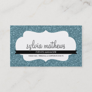 GLITZY BUSINESS CARD funkelnd Glitzer blass blau Visitenkarte