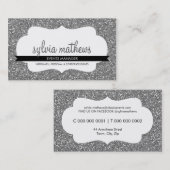 GLITZY BUSINESS CARD funkelnd Glitzer Silber Visitenkarte (Vorne/Hinten)