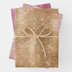 Glitzy Champagne Gold Sparkle Glam Geschenkpapier Set