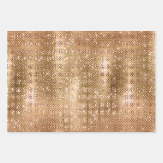 Glitzy Champagne Gold Sparkle Glam Geschenkpapier Set (Vorderseite)