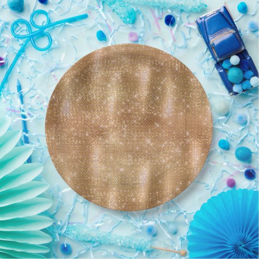 Glitzy Champagne Gold Sparkle Glam Pappteller (Party)