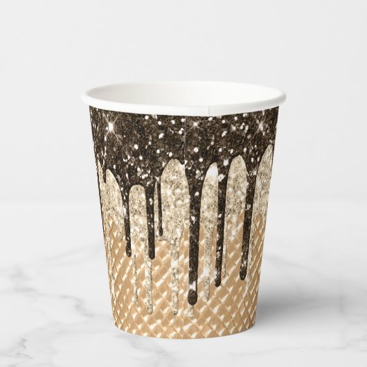 Glitzy Chocolate Ice Creme Cone Glitzer Tropfen Pappbecher (Rechts)