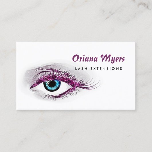 Glitzy Cosmetology Lila Lashes Eylash Extensions Visitenkarte (Vorderseite)