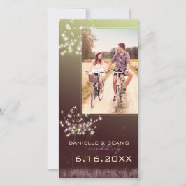 Glitzy Dandelions Wedding Save the Date Foto Card