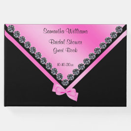Glitzy Diamonds & Pink Bow Brautparty Gästebuch