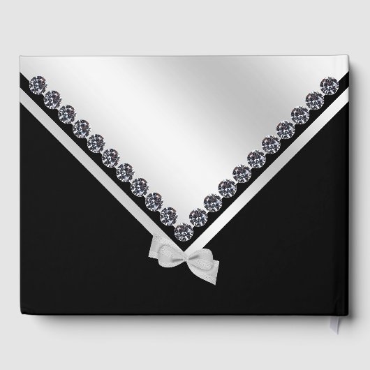 Glitzy Diamonds & Silver Bow Brautparty Gästebuch (Rückseite)