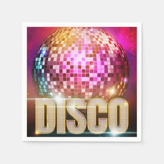 Glitzy Disco Ball der 70er Jahre| Retro Disco Danc Serviette (Vorderseite)