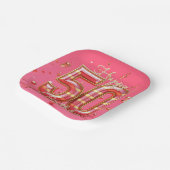 Glitzy Elegant gestreift Pink & Gold 50. Geburtsta Pappteller (Gewinkelt)