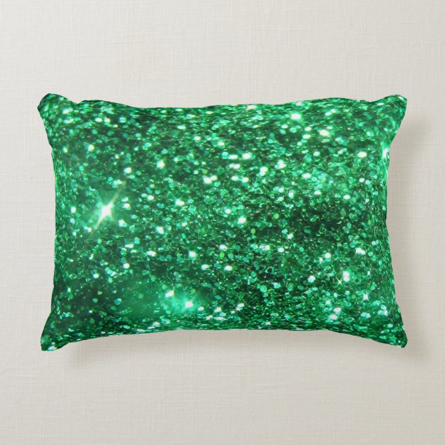 Glitzy Emerald Green Glitzer Dekokissen (Vorderseite)