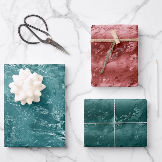 Glitzy Emerald Green Ombre Marble Geschenkpapier Set (Vorderseite)