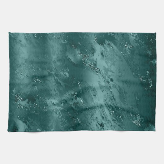 Glitzy Emerald Green Ombre Marble Geschirrtuch (Horizontal)