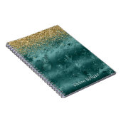 Glitzy Emerald Green Ombre Marble Gold Glitzer Notizblock (Rechte Seite)