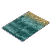 Glitzy Emerald Green Ombre Marble Gold Glitzer Notizblock (Linke Seite)