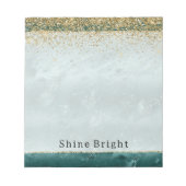 Glitzy Emerald Green Ombre Marble Gold Glitzer Notizblock (Vorderseite)