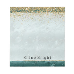 Glitzy Emerald Green Ombre Marble Gold Glitzer Notizblock