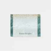 Glitzy Emerald Green Ombre Marble Gold Glitzer Post-it Klebezettel (Vorderseite)