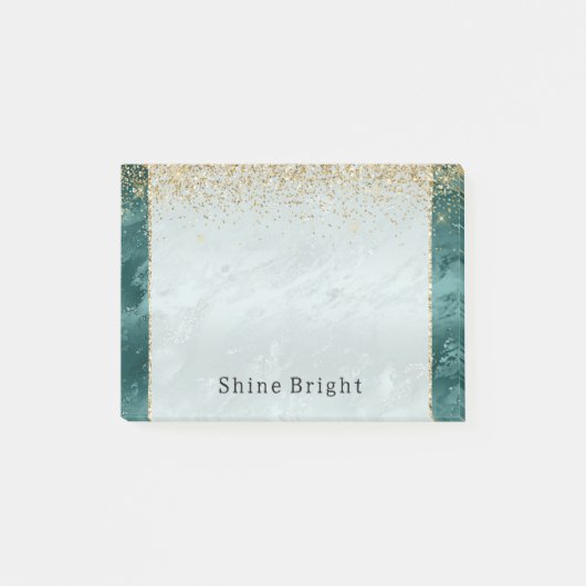 Glitzy Emerald Green Ombre Marble Gold Glitzer Post-it Klebezettel (Vorderseite)