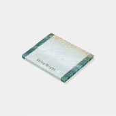 Glitzy Emerald Green Ombre Marble Gold Glitzer Post-it Klebezettel (angewinkelt)