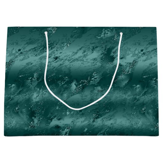 Glitzy Emerald Green Ombre Marble Große Geschenktüte (Vorderseite)