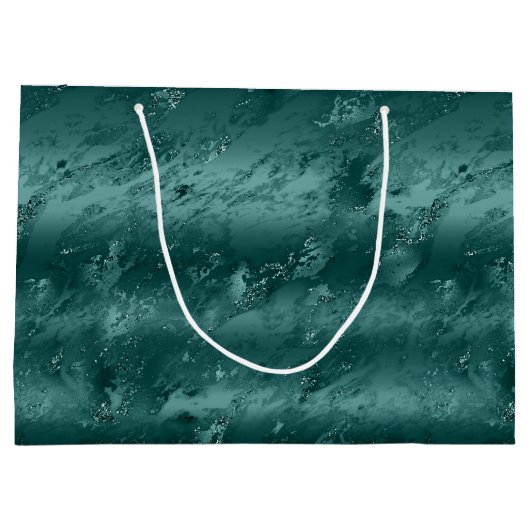 Glitzy Emerald Green Ombre Marble Große Geschenktüte (Rückseite)