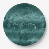 Glitzy Emerald Green Ombre Marble Pappteller (Vorderseite)