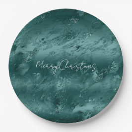 Glitzy Emerald Green Ombre Marble Pappteller