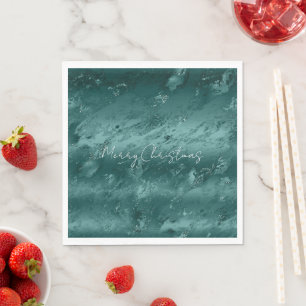 Glitzy Emerald Green Ombre Marble Serviette