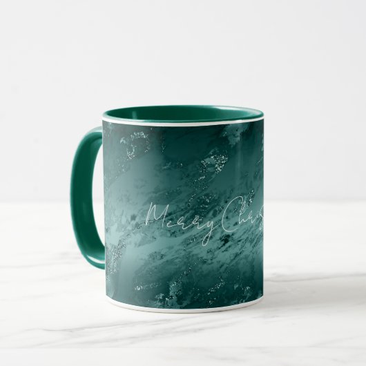 Glitzy Emerald Green Ombre Marble Tasse (Vorderseite Links)