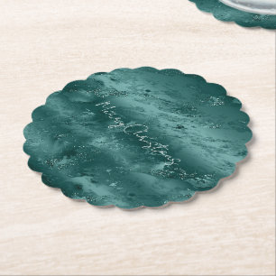 Glitzy Emerald Green Ombre Marble Untersetzer