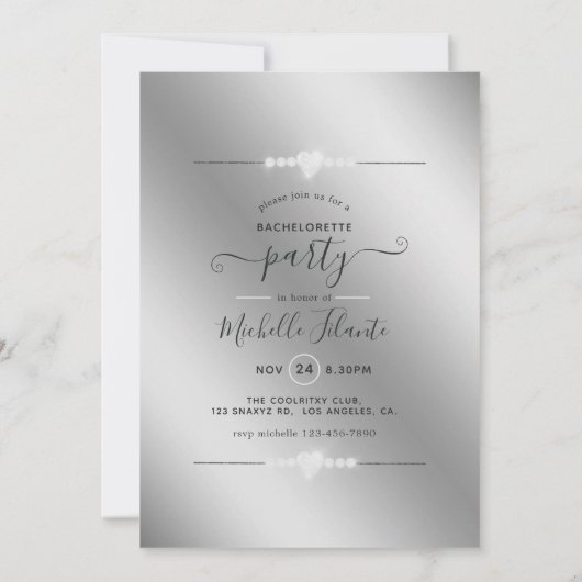 Glitzy Fashionista Junggeselinnen-Abschied Einladu Einladung (Rückseite)