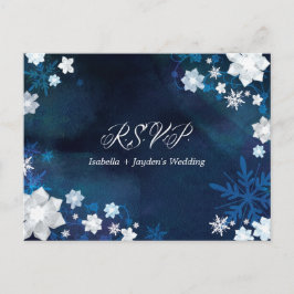 Glitzy Floral Winter Wonderland Wedding RSVP Einladungspostkarte