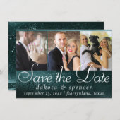 Glitzy Foil | Aquamarine Imitate Mitternacht Metal Save The Date (Vorne/Hinten)