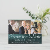 Glitzy Foil | Aquamarine Imitate Mitternacht Metal Save The Date (Stehend Vorderseite)