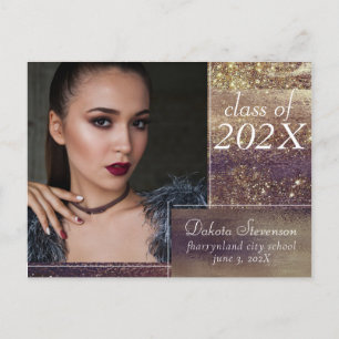 Glitzy Foil Golden Bronze Copper Foto Vielen Dan Postkarte