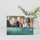 Glitzy Foil | Green Aqua Sparkone 3 Foto Save The Date (Stehend Vorderseite)